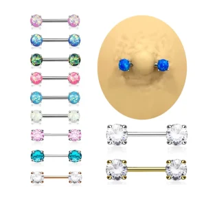 Nipple Piercing Jewelry Opal Nipple Barbell Ring Fashion Body Piercing Jewelry for Women Men