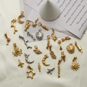 Non Fading Bracelet Fashion Pendants Charms DIY Jewelry Accessories Handmade 18K Gold Plated Stainless Steel Charms