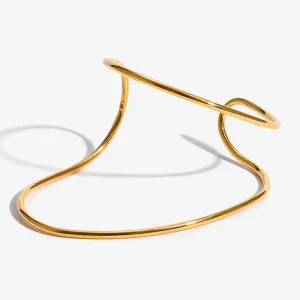 Non Fading Irregular Line Stainless Steel Jewelry High End Cross Border Open Bangle Fashion Accessory
