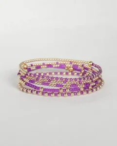 Non Tarnish Fashion Jewelry Elastic Bracelets Handmade Bohemian Multicolor Gold Plated Seed Bead Bracelet Lot Woman