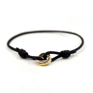 Non Tarnish Friendship Triple Interlocking Circle Ring Couple Bracelet Stainless Steel Adjustable Braided Rope Bracelets