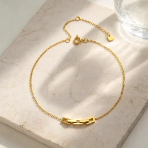 Non Tarnish Stainless Steel Gold Plated Five Square Buckle Spliced Anklet for Women Party Minimalist Jewelry Gifts