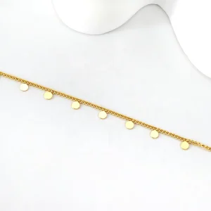 Non Tarnish Waterproof Fashion Foot Jewelry Anklet Unisex PVD 18K Gold Plated Stainless Steel Piece Accessory Pendant