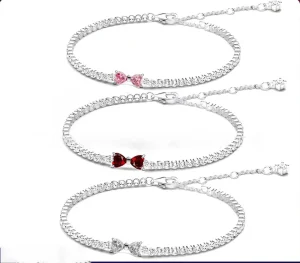 Non Tarnished Stainless Steel Sparkling Bow Diamond-encrusted Tennis Necklace Bracelet Ring Stud Jewelry Set