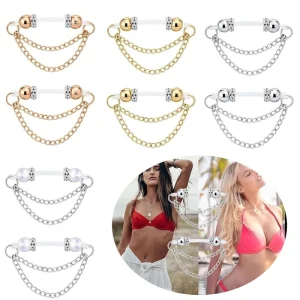 Non puncture Body Jewelry Adjustable Silicone Ring Zircon Silver Beads Perforated SM Sex Toys for Women Piercing Jewelry