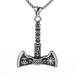 Nordic Retro Tungsten Men’s Pendant Unique Viking Double Sided Axe Necklace