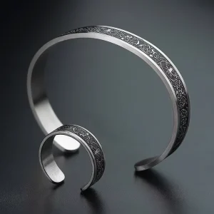 Nordic Wristband High Quality Polishing Mens Bracelet Stainless Steel Norse Yggdrasil Tree of Life Bangle Viking Jewelry Set