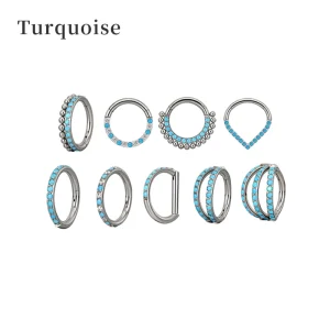 Nose Hinged Segment Hoop Turquoise Earring Jewelry Titanium Fashion Jewelry Nose Rings Piercing Body Jewelry
