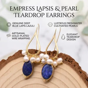 Nostalgic Lapis Lazuli Pearl Earrings Blue Gemstone Pearl Dangle Design Women Prom Party Fashion Jewelry Gift