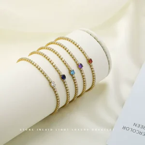 Novirassine 18K Gold Plated Tennis Bracelet for Women Sparkly Zircon Crystal Stone Inlaid Light Luxury Strand Bracelets Sets