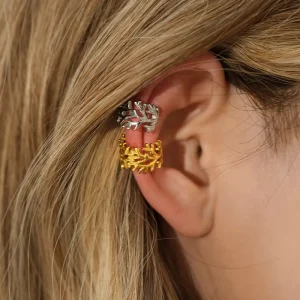 Novirassine Stainless Steel 18K Gold PVD Plated Waterproof Tarnish proof Ear Cuff Non Pierced Clip on Earrings Fashionable