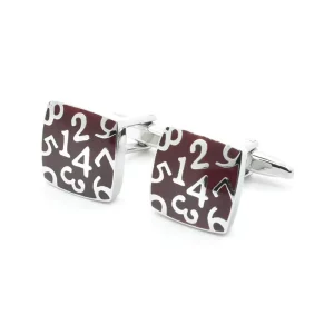 Number Pattern Enamel Elegant Cufflinks Custom Men Suit Shirt Accessory Wedding Tuxedo Jewelry Gift Set
