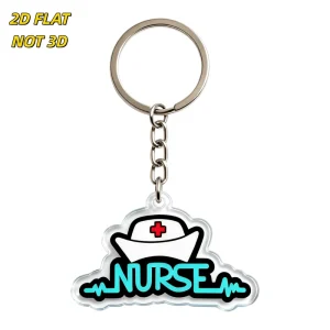 Nurse Pride Acrylic Keychain White Cap with Red Cross & Teal EKG Line Perfect for Backpacks Medical Professional Accessory