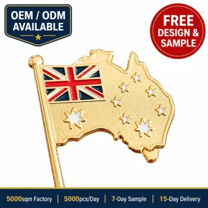 OEM Brass Anodized National Flag for with Custom Logo CE Certified Butterfly Clutch for Gift Collection