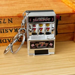 OEM Creative Mini Fruit Themed Lottery Machine Keychain Rotating Game Toy Simulation Model Keychain
