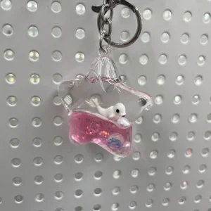 OEM Custom Available Cute Star Liquid Keychain with Glitter Acrylic Bag Pendant Home Decoration