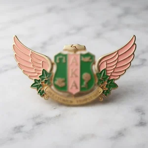 OEM Custom Pink Green Pearl Greek Sorority Hard Enamel Gold Plated Zinc Alloy Vintage Enamel Pins