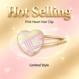 OEM Custom Traditional Zhuang Brocade Heart Shaped Exotic Folk Hair Barrette Pins for Women With Artisan Heritage Craft