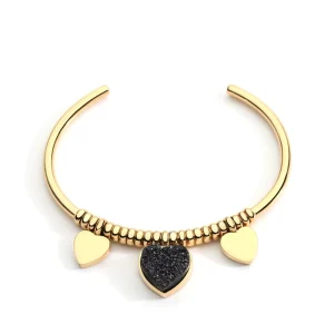 OEM Cute Heart Bangle Armband Brass Gold Color Stainless Steel Cuff Bracelets Fashionable Jewelry Gifts Women’s Weddings Parties