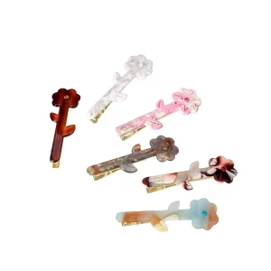 OEM Design Gold Label Rhinestone Flower Texture Duckbill Acetic Acid Women’s Fashion Party Hair Clip