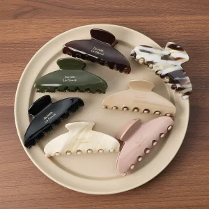 OEM France Retro Luxury Eco Friendly High Quality Chocolate Brown Stripe Colorful Clamps Woman Clips Hair Accessory Hair Clips