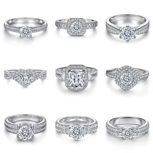 OEM Jewelry Factory 925 Sterling Silver Cubic Zirconia Wedding Engagement Ring Set Jewelry Custom Manufacturer