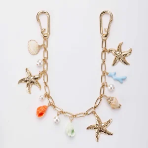 OEM/ODM Charm Bar Accessory Nautical Sea Life Starfish Pendants RTS Gold Chain Bag Charm for Handbag