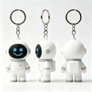 OEM ODM Custom 3D Astronaut Silicone Keychain Custom IP Design Cyber Tech Trendy Toy Peripheral Bag Charm