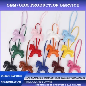 OEM ODM Custom Logo Leather Horse Bag Charm Luxury Handcrafted Equestrian Keychain Handbag Pendant Gift Accessories