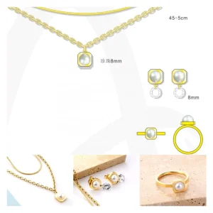 OEM ODM Custom Made 316 Stainless Steel Gold Plated Fashion Jewelry Manufacturer’s Collection Rings Pendant for Weddings Parties