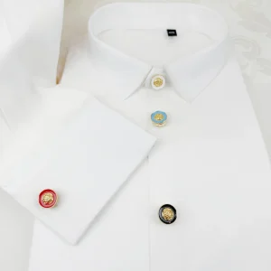 OEM ODM Customized Luxury Novelty Embossed Design Metal Button Cover Cufflinks 4 Colors Fashionable Four Seasons Clothing