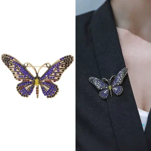 OEM ODM Luxury Crystal Jewelry Set Designer Brooch Pin Silver Plated Elegance Butterfly Brooch Fashion Brooches Luxury Women
