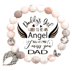 OEM Wing Pendant Beaded Bracelet Pink Zebra Rhodochrosite Amethyst Stone Bracelet With Card Trendy Fashion Jewelry for Women