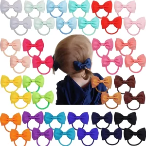 OKAY 40 Colors Baby Girls Hair Bows Tie Elastics Rubber Ribbon Hair Bands Accessories for Baby Girls Kids Children