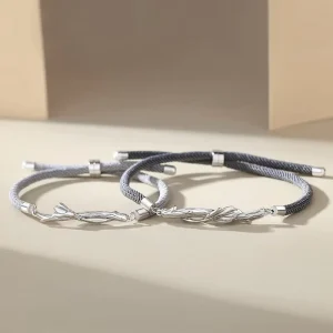 Oak and Kapok Lovers Bangle Fashion Adjustable Couple Hand Rope Bracelets for Women and Men Jewelry