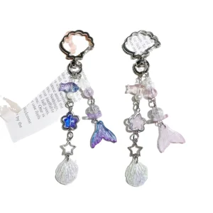 Ocean Breeze Gentle Versatile Colorful Fishtail Dreamy Vacation Style Keychain Souvenir Bag Chain Keychain