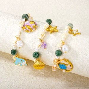 Ocean Design Stainless Steel Charm Bracelet Bead Ocean Series Fashion Accessories Gold Plated Women’s