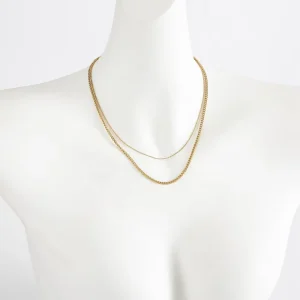 Ocean Inspired Lady’s Fashionable Simple Double Layered Stainless Steel Chain Choker Necklace