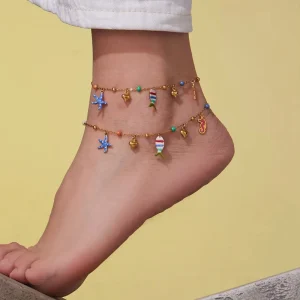 Ocean style Enamel Starfish and Clownfish Necklace Bracelet Anklet DIY Multi pendant Stainless Steel Jewelry