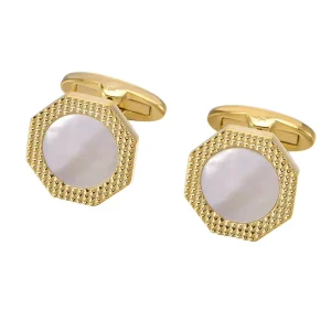 Octagon Mother Pearl Shell Stone Elegant Cufflinks Custom Mens Suit Shirt Fashion Accessory Tuxedo Trendy Wedding Gift