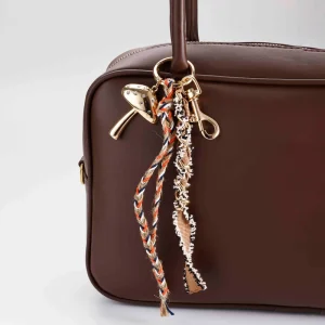 Oem Manufacturer Custom Bag Charm Metal Mushroom Shape Hardware Braided Rope Fabric Tassel Handbag Accessory Fashion Bag Charm