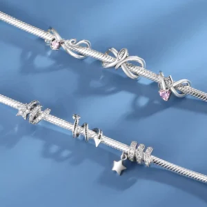 Oem S925 Sterling Silver Beaded Bracelet with Zircon Inlay European and American Light Luxury Style DIY Jewelry Accessories