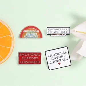 Office Humor Emotional Support Coworker Enamel Pin Set Four Style Slogan Brooch For Backpack Decor