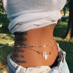 Old Factory Gold Chain Sex Body Chain Jewelry Natural Raw Clear Quartz Beaded Waist Belly Body Chain Jewelry
