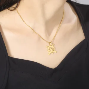 OnePieceAnime Custom Gold Plated Pendant Necklace Fashion Accessory