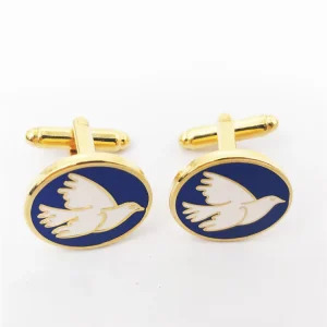 Oneway Custom Luxury Metal Cufflinks Pin Pigeon Design Buttons for Men with Elegant Box for Promotional Business Gifts