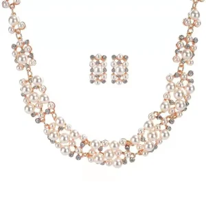 Online Shop Fashion Pearl Necklace and Earring Jewelry Sets for Women