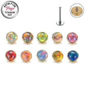 Opal Fine Jeweled Internally Threaded ASTM F136 Labret Monroe Lip Ring Tragus Helix Earring Stud Body Piercing Jewelry