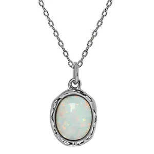 Opal Pendant Necklace for Women 925 Sterling Silver Fashion Chain Girls Gemstone Jewelry Designer Custom Jewelry