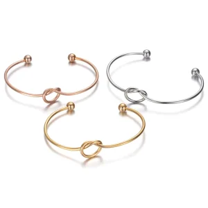 Open Cuff Bangle DIY Fashion Charms 2mm Width Gold Stainless Steel Wire Bangles